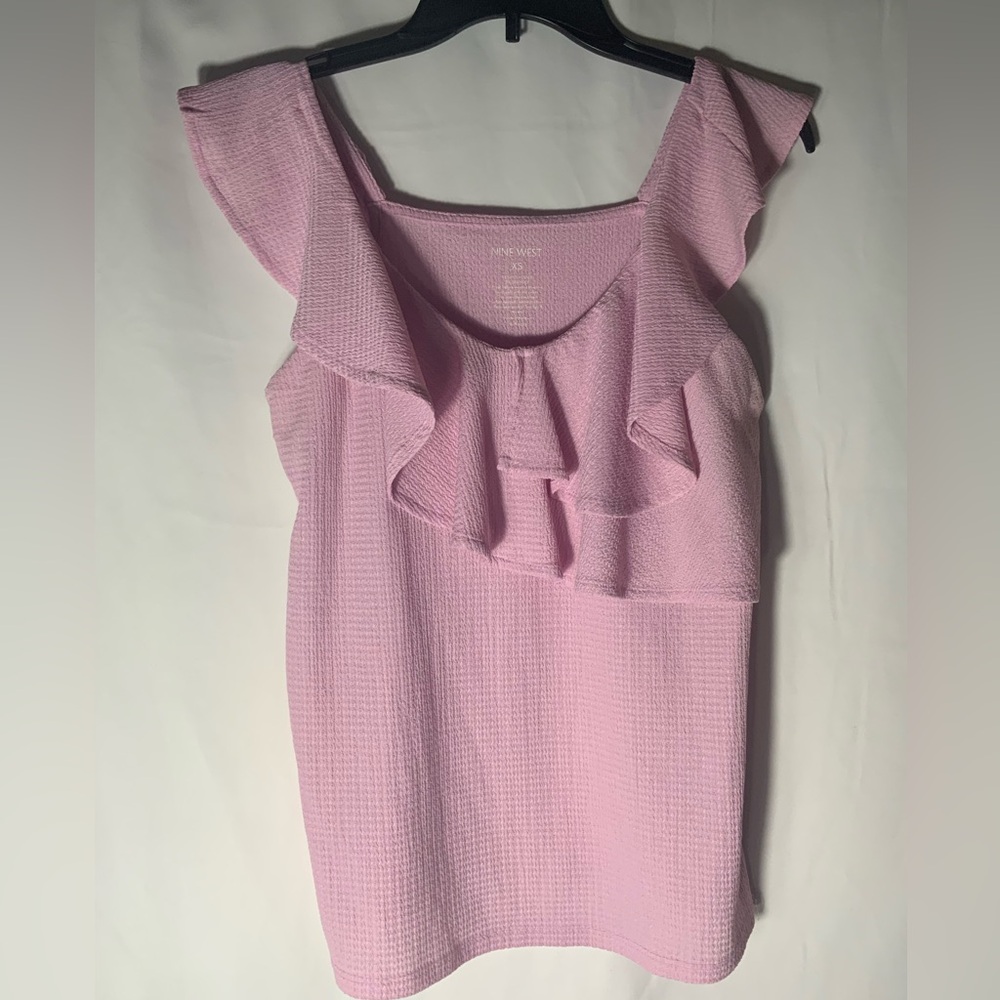 Nine West Light Pink Ruffle Blouse
